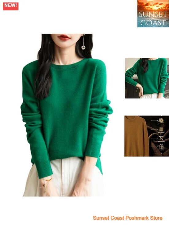 Sweaters - 100% Merino Wool Seamless Crewneck Sweater Long Sleeve Pullover
